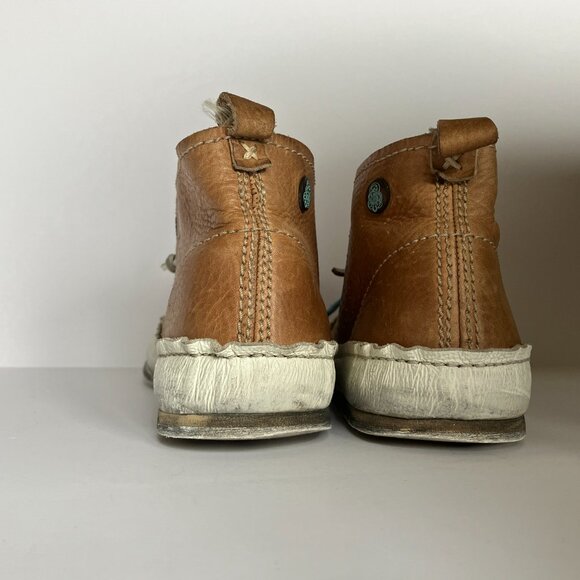 Mens Brown Leather Sneakers Blue Insert Double Lace Beds Made in Portugal - Picture 6 of 6